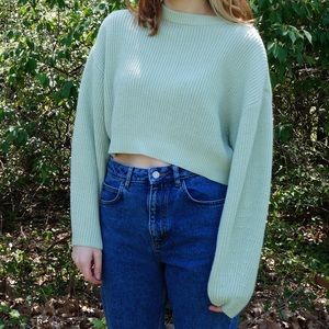 H&M Cropped Sage Green Sweater